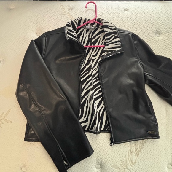 Dollhouse Black faux Leather Jacket with Zebra Lining - Picture 3 of 6